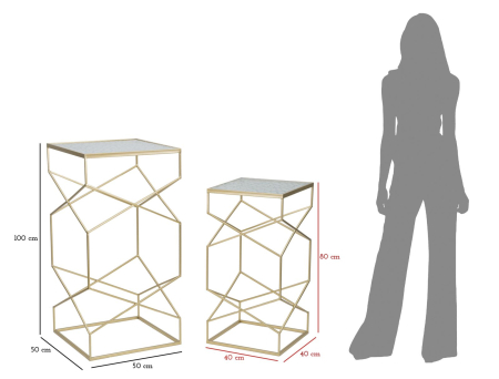 Masute de cafea din sticla, set 2, 50x50x100-40x40x80 cm [7]