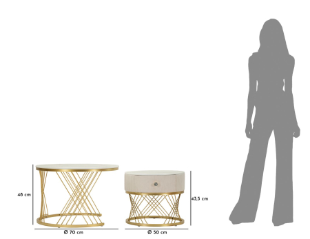  Masute de cafea Votix, Set 2, ø 70x48-50x43,5 cm [9]