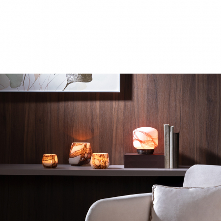 MELLA, Vază, Stormlight, Sticlă, netedă, maro, alb, L. 18,5 cm, L. 18,5 cm, H 17 cm, D 18,5 cm [3]