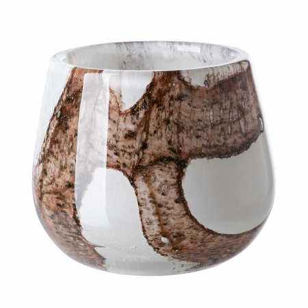 MELLA, Vază, Stormlight, Sticlă, netedă, maro, alb, L. 18,5 cm, L. 18,5 cm, H 17 cm, D 18,5 cm [6]