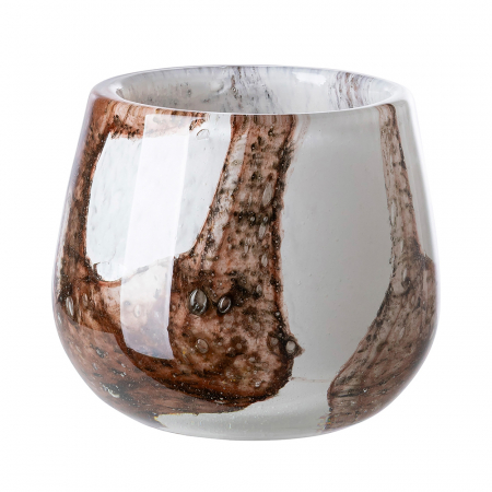 MELLA, Vază, Stormlight, Sticlă, netedă, maro, alb, L. 18,5 cm, L. 18,5 cm, H 17 cm, D 18,5 cm [1]