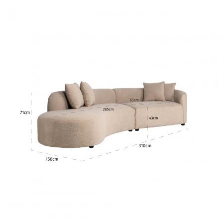 Modul Canapea Grayson pe partea dreapta  bej  furry  140 cm [3]