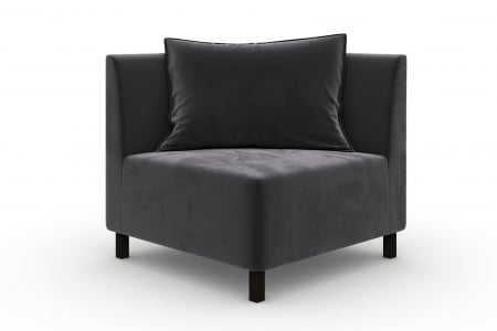 Modul de colt Tina, Gri inchis, 88x82x88 cm