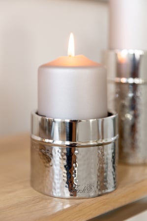 NASSAU, Suport lumânare pentru lumânare pilon, inox, ciocanit, d.10, h.5 cm [5]