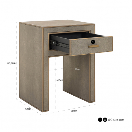 Noptieră Bloomville cu 1 sertar, sticlă (maro), Dims: 66.0 x 51.0 x 42.0 cm [4]