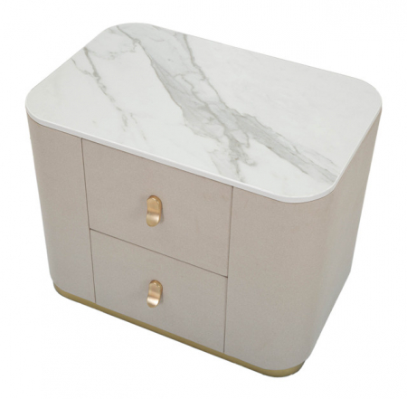 Noptiera/cabinet  Beauty, Lemn/MDF/Metal, Crem/Auriu, 47x60x40 cm [4]