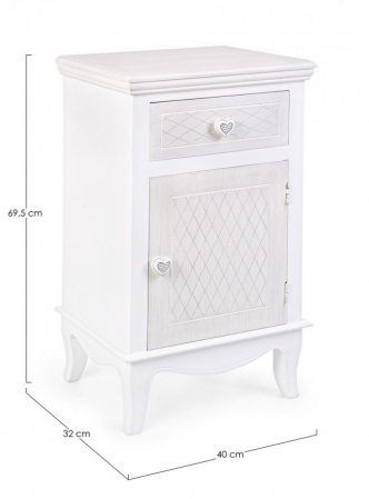 Noptiera CHARLENE, lemn, alb, 40x32x69.5cm [1]