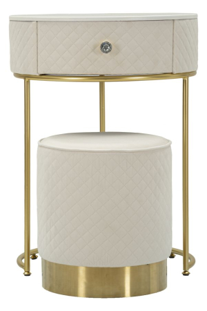 SALE % - Noptiera/masa de toaleta cu puf Vellit, crem cm ø 52x70 - ø 36x39