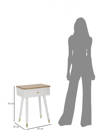 Noptiera Matera, Lemn/MDF/Fier, Alb/Maro, 62x45x32 cm [9]