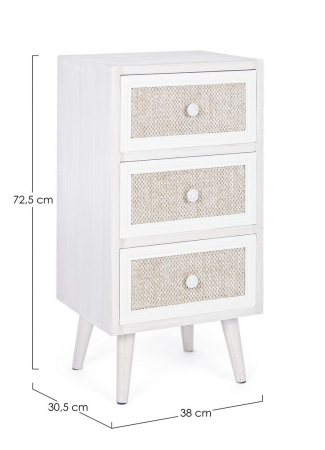 Noptiera Montiel, Lemn, Alb, 38x30.5x72.5 cm [1]