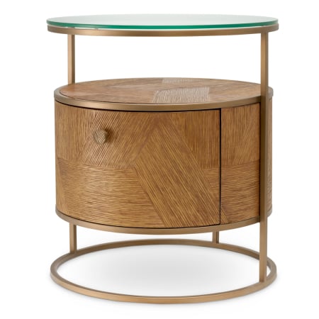 DORMITOR - Noptiera Velutto furnir de stejar sculptat, caramel, finisaj alama periata |Ø 50 | H. 56 cm