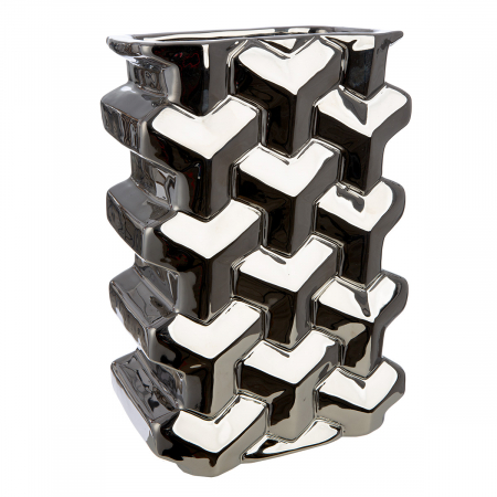 SALE % - Obiect de decor, dreptunghiular, Apollo, Ceramica, argintiu, PU 1, L. 13 cm, L. 20 cm, H. 30 cm