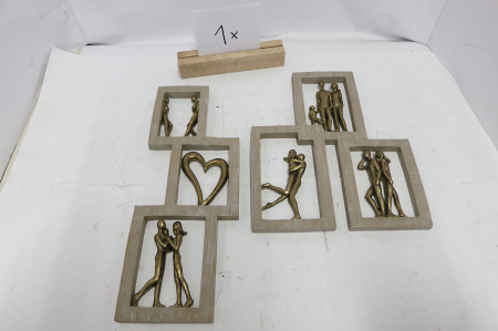 DECORATIUNI - Obiect de perete, Familie, Inimă, Cuplu, Afecțiune, Polirășină, ecru, PU 2, 2 buc. asortate, L. 2 cm, L. 22 cm, H. 26 cm