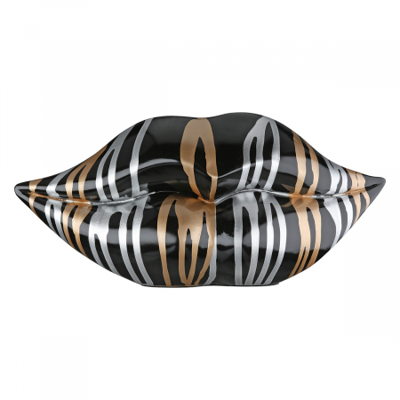 Obiect decorativ, Buze, Model liniar, Rășină sintetică, negru, PU 2, L. 9 cm, L. 28 cm, H 13 cm [2]