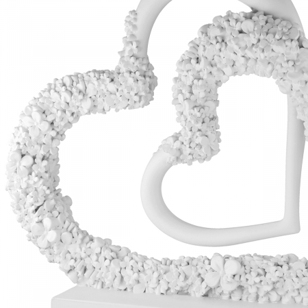 Obiect decorativ, Inimă, Motiv floral, Rășină sintetică, alb, PU 2, L. 8 cm, L. 22 cm, H 23 cm [2]