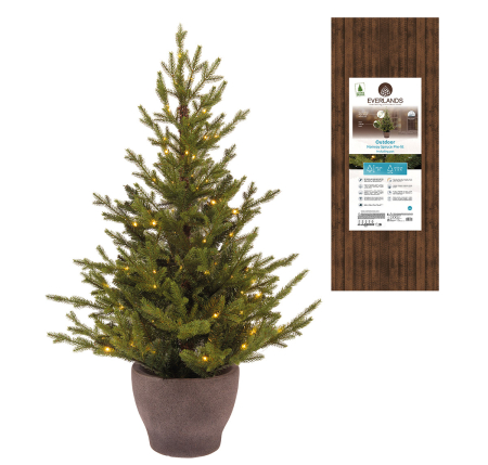 CRACIUN - Obiect decorativ (LED), Brad de Craciun, Rasina, verde, PU 1, H 90 cm, A. 50 cm