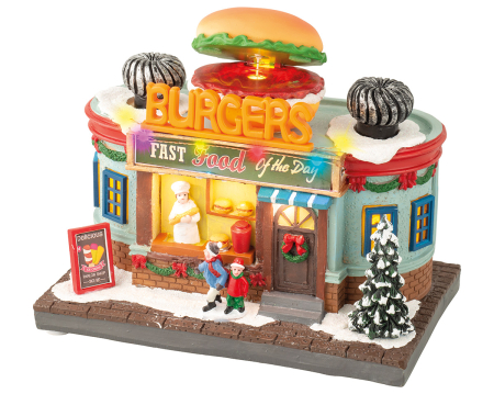 Obiect decorativ (LED), „Burger Restaurant”, Rasina, multicolor, PU 4, L. 12,5 cm, latime 20 cm, inaltime 18,5 cm [3]