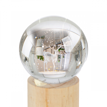 Obiect decorativ (LED), Minge, Cervo, Motiv cerb, Sticla, Lemn, ecru, PU 4, H. 11,5 cm, D. 7,8 cm [1]