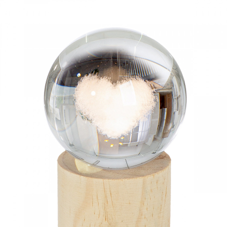 Obiect decorativ (LED), Minge, Nuvola, Motiv inimă, motiv nor, Sticlă, Lemn, ecru, PU 4, H. 11,5 cm, D. 7,8 cm [1]