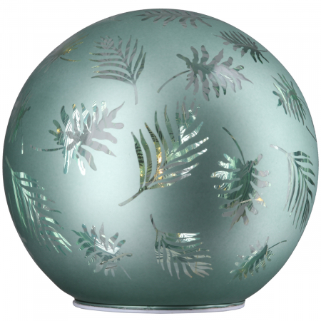 Obiect decorativ (LED), rotund, motiv frunze, sticlă, verde, PU 2, H 14 cm, D 15 cm [1]