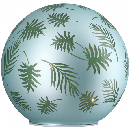 ILUMINAT - Obiect decorativ (LED), rotund, motiv frunze, sticlă, verde, PU 2, H 14 cm, D 15 cm