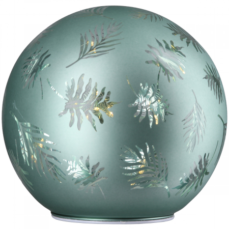 Obiect decorativ (LED), rotund, motiv frunze, sticlă, verde, PU 2, H 14 cm, D 15 cm [2]