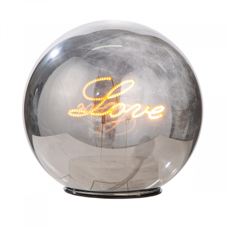 Obiect decorativ (LED), rotund, motiv inimă, sticlă, argintie, PU 2, H 14 cm, D 15 cm [1]