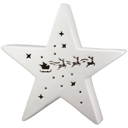 Obiect decorativ (LED), Stea, „Stella”, Motiv cu ren, Portelan, alb, PU 4, L. 5 cm, L. 20,5 cm, H 19,3 cm [3]
