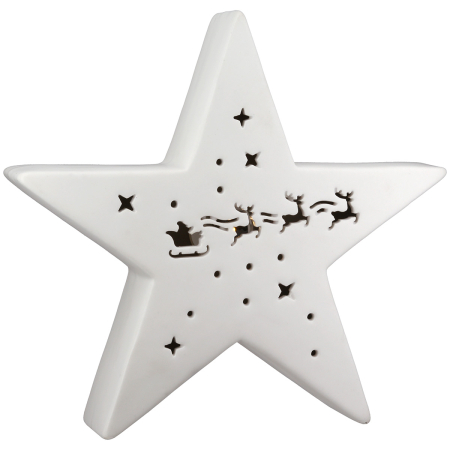 Obiect decorativ (LED), Stea, „Stella”, Motiv cu ren, Portelan, alb, PU 4, L. 5 cm, L. 20,5 cm, H 19,3 cm [2]