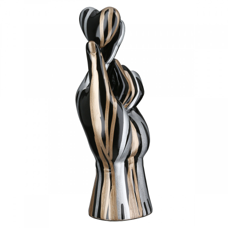 Obiect decorativ, Mână, Motiv inimă, Model liniar, Rășină sintetică, negru, PU 2, L. 8 cm, L. 11 cm, H 26 cm [1]