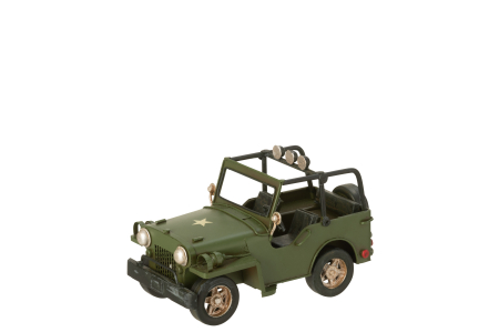 SALE % - Obiect decorativ, Masina 4x4 metal antic verde kaki