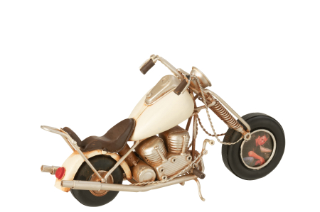 Obiect decorativ, Moto metal antic alb-galbui [1]