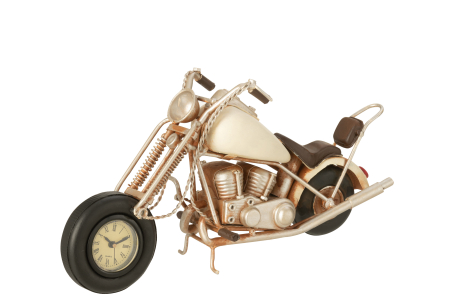 SALE % - Obiect decorativ, Moto metal antic alb-galbui