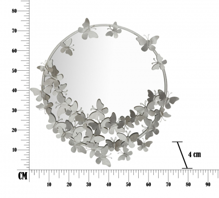 Oglinda Butterfly Silver, Metal/Oglinda, Argintiu, 74X4X75 cm [5]