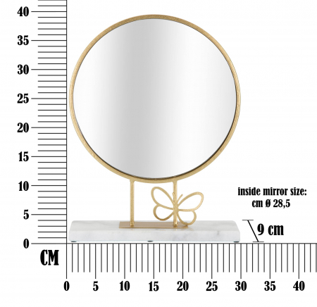 Oglinda Butterfly, Fier/MDF/Oglinda/Marmura, Auriu/Alb, 39.5x30x9 cm [5]