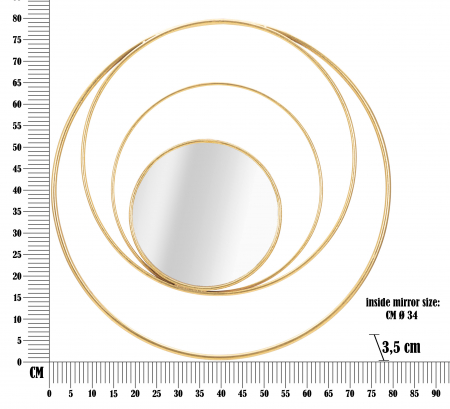 Oglinda de perete Arc Glam, Fier/Oglinda/MDF, Auriu, 80x80x3.5 cm [5]