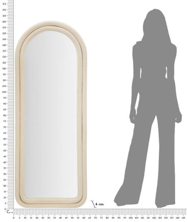 Oglinda de perete Cloe crem catifea 60x4x160 cm (dimensiunea oglinzii 45x145 cm) [4]