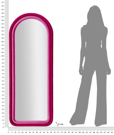 Oglinda de perete Cloe fuchsia catifea 60x4x160 cm (dimensiunea oglinzii 45x145 cm) [5]