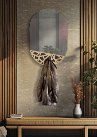 Oglinda de perete cu suport pentru haine, 60x5,3x90 cm (dimensiunea oglinzii 60x70 cm) [4]