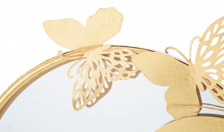 Oglinda de perete Double Farfalle, Fier/Oglinda/MDF, Auriu, 52.5x81x3 cm [2]