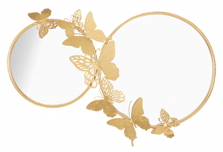Oglinda de perete Double Farfalle, Fier/Oglinda/MDF, Auriu, 52.5x81x3 cm [4]