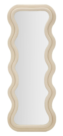 SALE % - Oglinda de perete Emily crem catifea 60x6x160 cm (dimensiunea oglinzii 42x144 cm)
