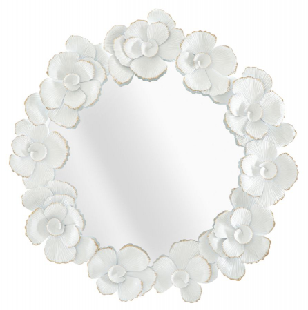 Oglinda de perete Flower,fier/oglinda/MDF, alb/auriu, 82X2.6X85.5 cm [1]