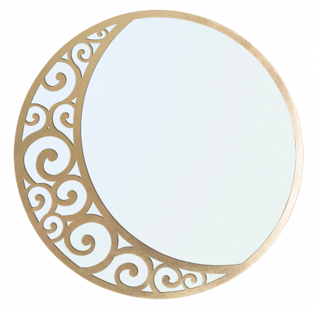 Oglinda de perete Luna Astratta, Fier/MDF/Oglinda, Auriu, 72x72x1 cm [1]
