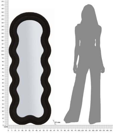 Oglinda de perete neagra, Teddy 60x4x160 cm (dimensiunea oglinzii 39x137 cm) [7]