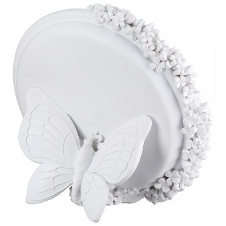 Oglindă, Fluture, Motiv floral, Rășină sintetică, alb, PU 3, L. 10 cm, L. 20 cm, H 14 cm [2]