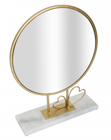 Oglinda Heart, Fier/MDF/Oglinda/Marmura, Auriu/Alb, 39.5x30x9 cm [2]