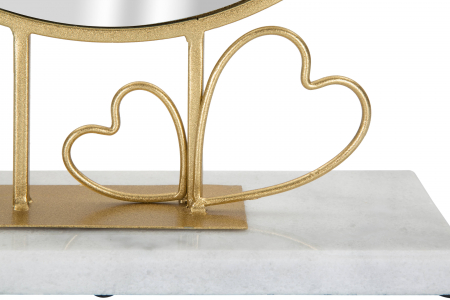 Oglinda Heart, Fier/MDF/Oglinda/Marmura, Auriu/Alb, 39.5x30x9 cm [3]