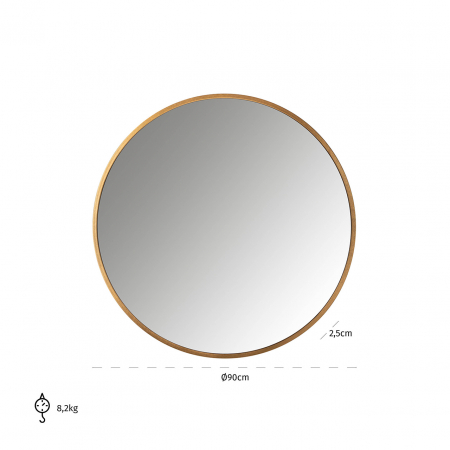 Oglinda Maesa, MDF/Fier/Oglinda, Auriu, 90x90x2.5 cm [1]