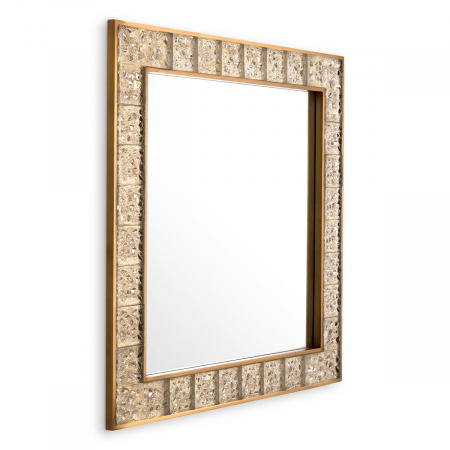 Oglindă, Mellot pătrată, finisaj din alamă cu aspect vintage, Dims: L. 110 | W. 110 | D. 5.5  (CM) [2]